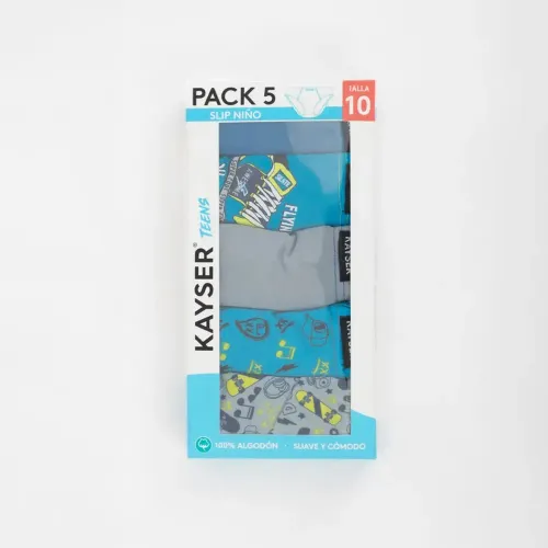Pack Kayser De 5 Boxer Juvenil Hombre P595.041 color azul | Platanitos