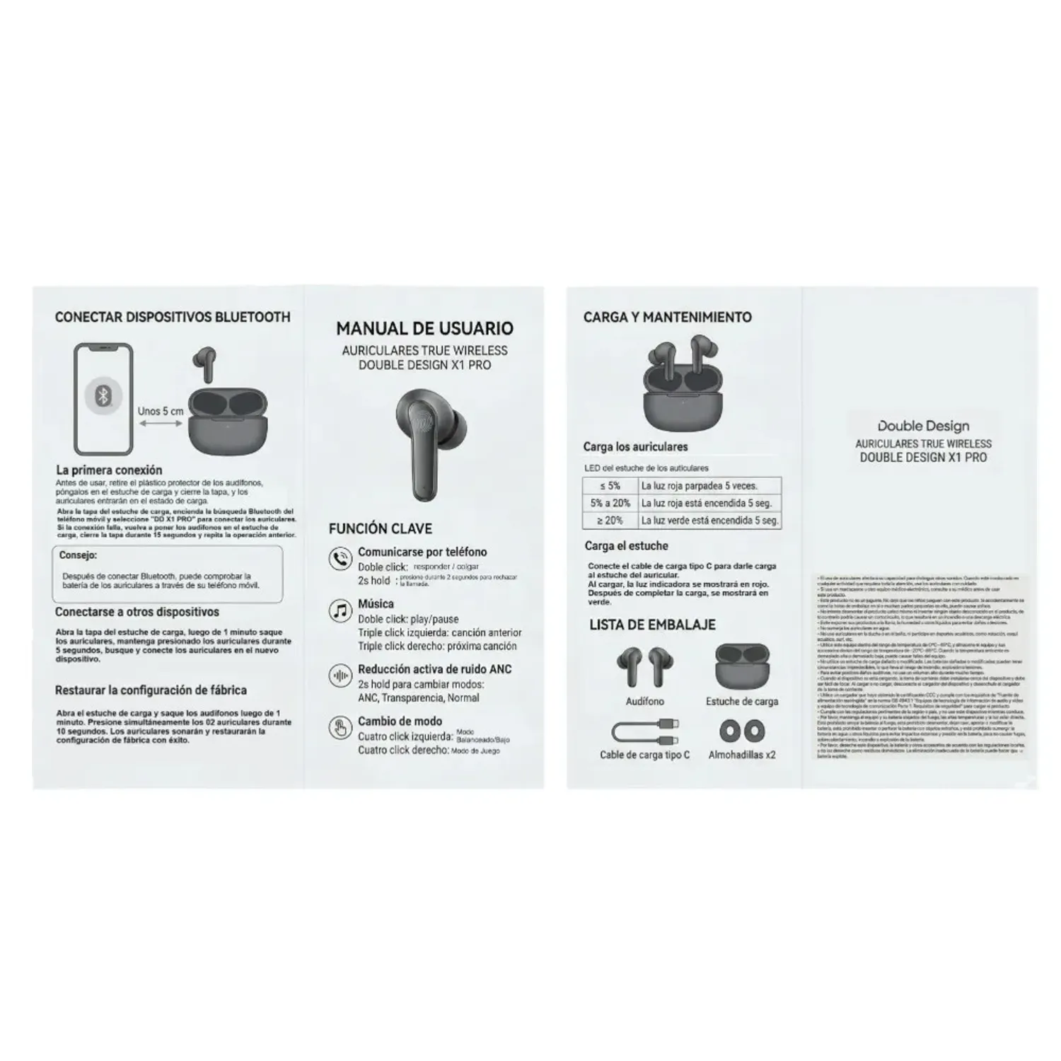 Audifonos Double Desing Bluethoot Buds X1 Pro color blanco | Platanitos