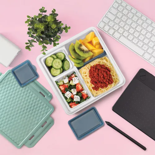 PINNACLE Taper Cuadrado Penta 900 Ml Con 4 Divisiones Verde