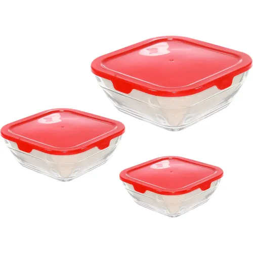 ICHIMATSU Transparente modelo Set X 3 Piezas De Taper Vidrio Cuadrado (250ml/520ml/950ml) transparentes 2026013015242083864  