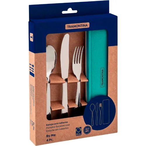 TRAMONTINA Verde modelo Juego De Cubiertos Portatil X 4 Piezas Verde Esmeralda verdes 2026013015242083909