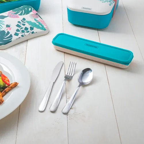TRAMONTINA Juego De Cubiertos Portatil X 4 Piezas Verde Esmeralda