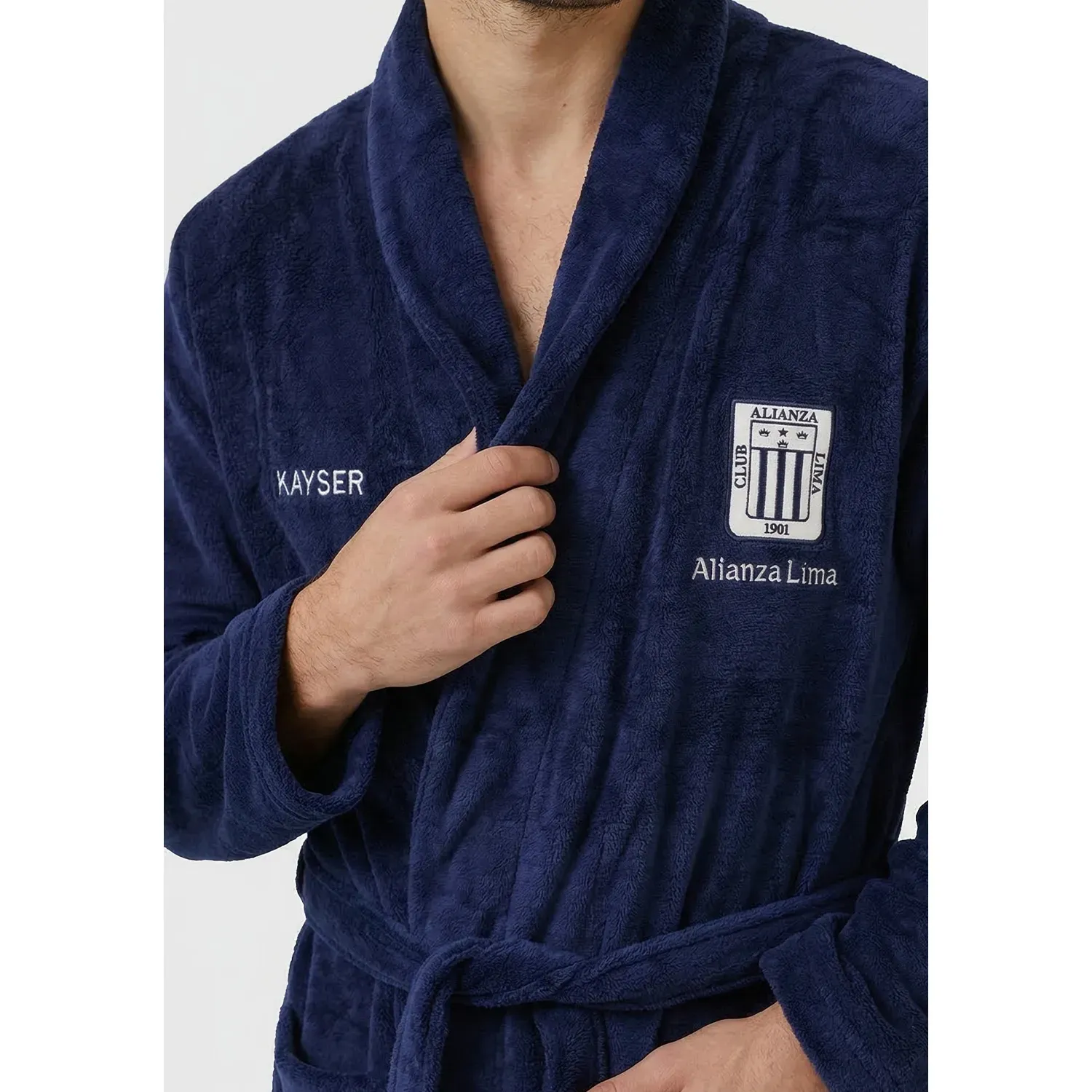 Bata Alianza Lima By Kayser De Dormir Jovencito Manga Larga Coral Fleece color azul | Platanitos