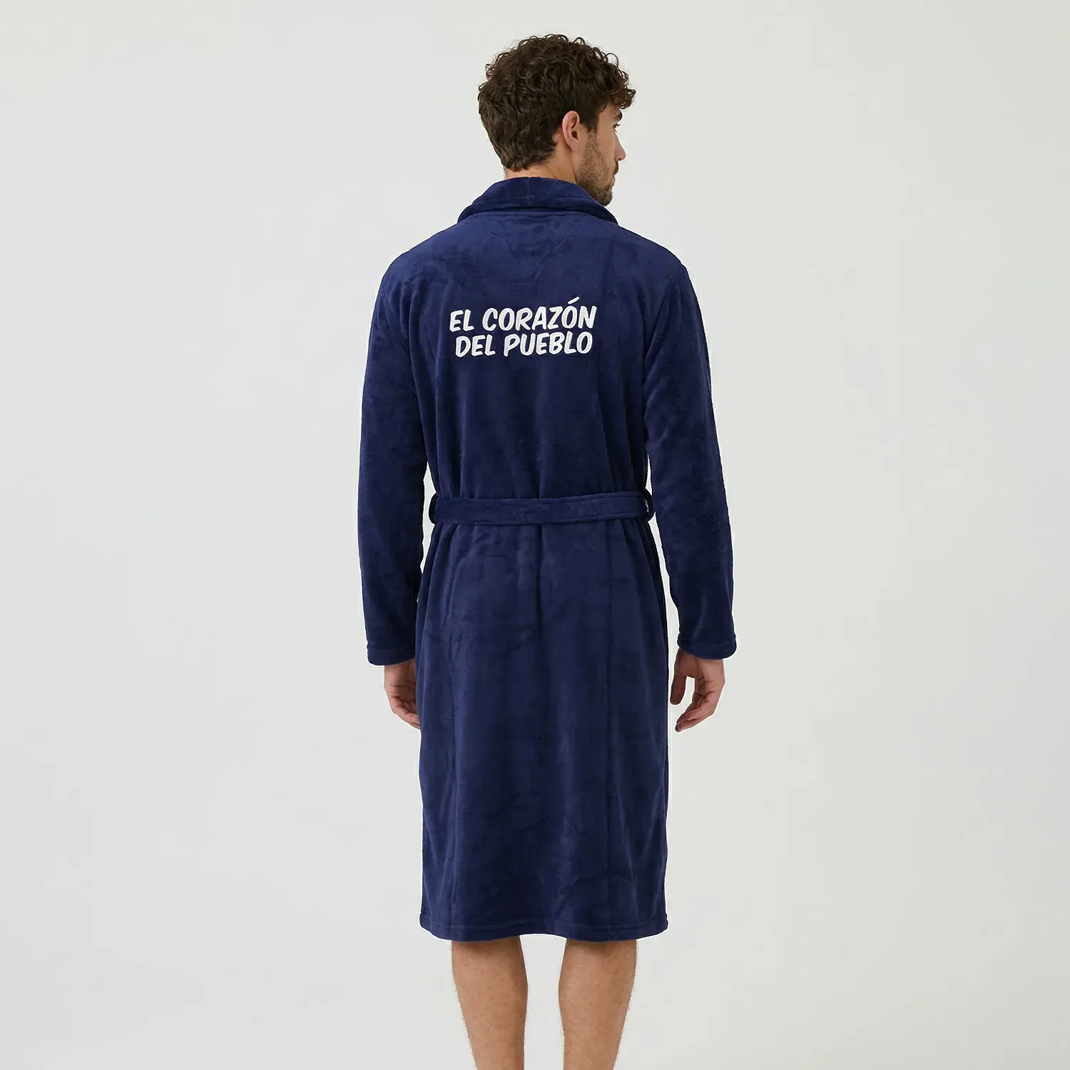 Bata Kayser Hombre Manga Larga Coral Fleece color azul | Platanitos