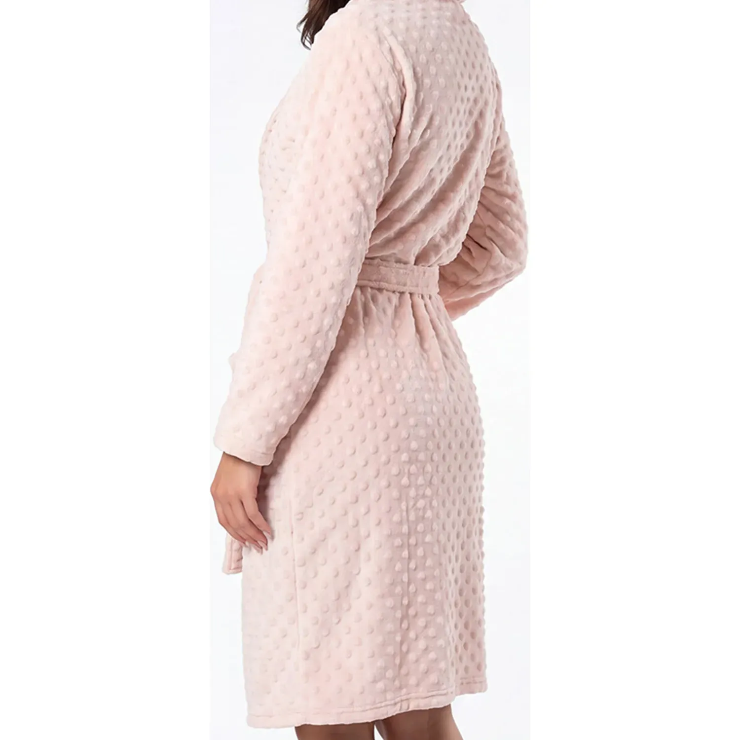 Bata Kayser Mujer Manga Larga Coral Fleece color rosado | Platanitos