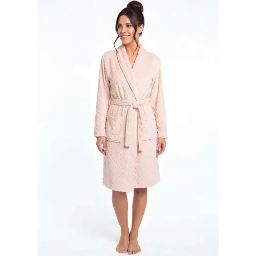 Bata Kayser Mujer Manga Larga Coral Fleece color rosado | Platanitos