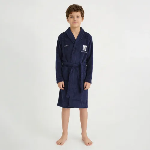 Bata Kayser Niño Manga Larga Coral Fleece color azul | Platanitos