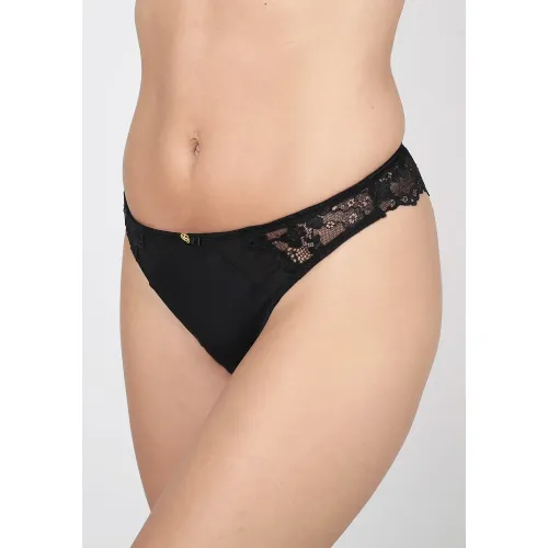 Calzon Kayser Colaless Mujer Microfibra color negro | Platanitos