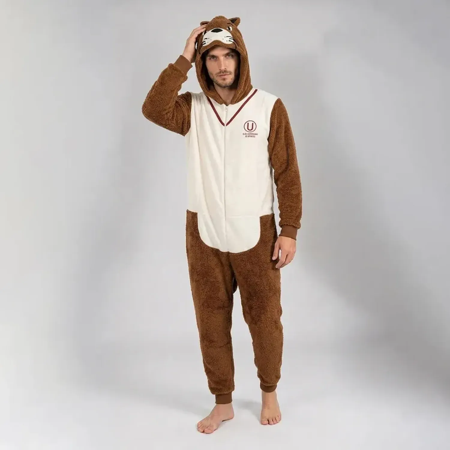 Pijama Kayser Hombre Enterizo Coral Fleece color café | Platanitos