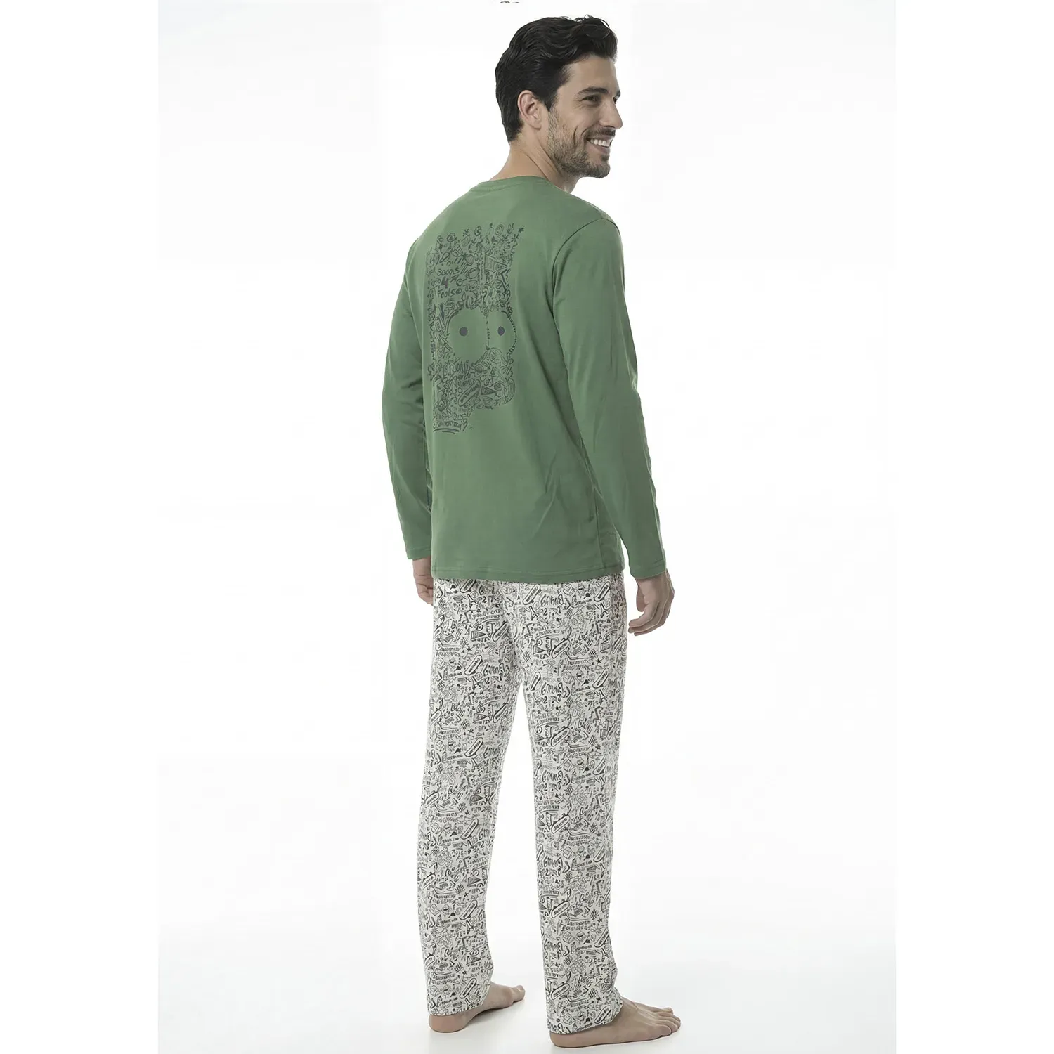 Pijama Kayser Hombre Pantalon Algodon color verde | Platanitos