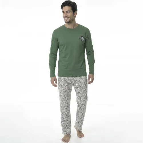 Pijama Kayser Hombre Pantalon Algodon color verde | Platanitos