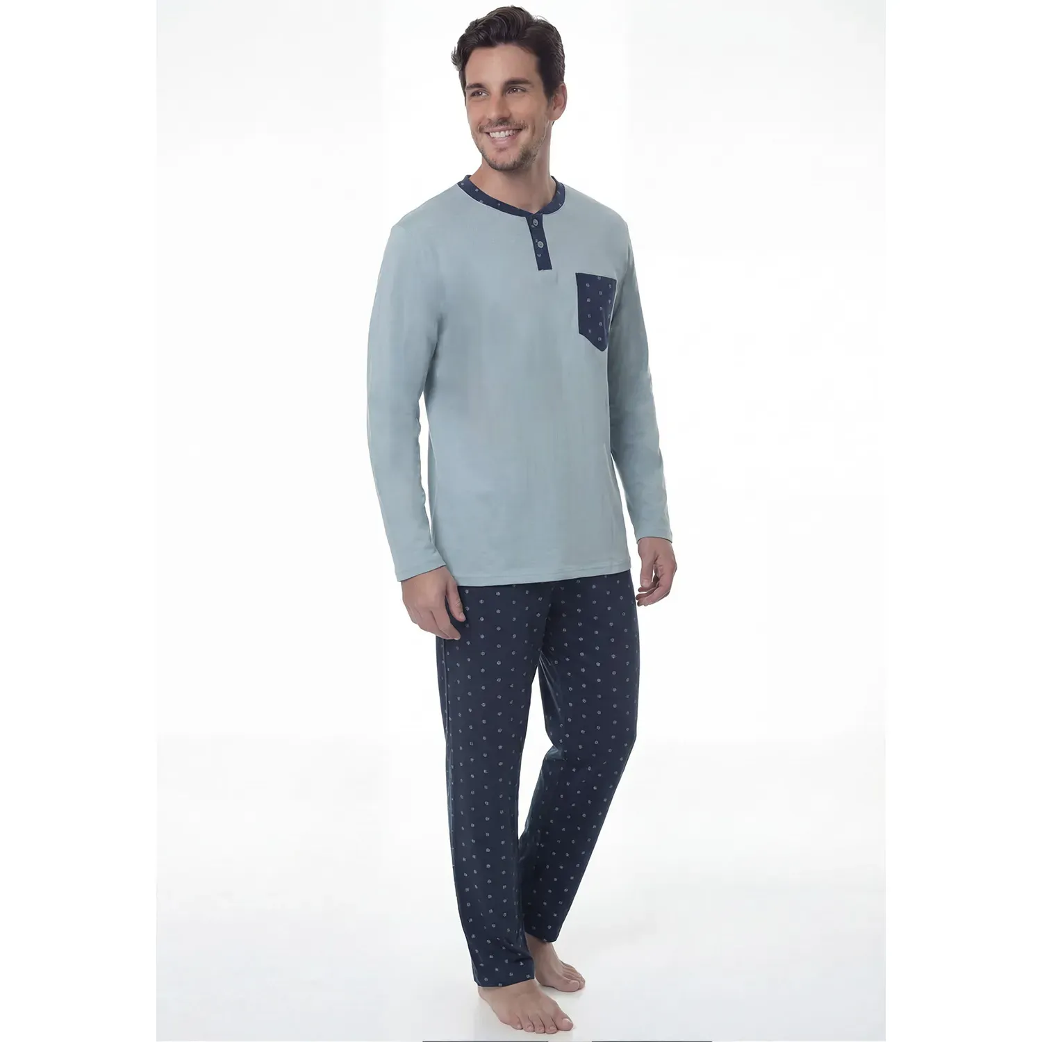 Pijama Kayser Hombre Pantalon Algodon color verde | Platanitos