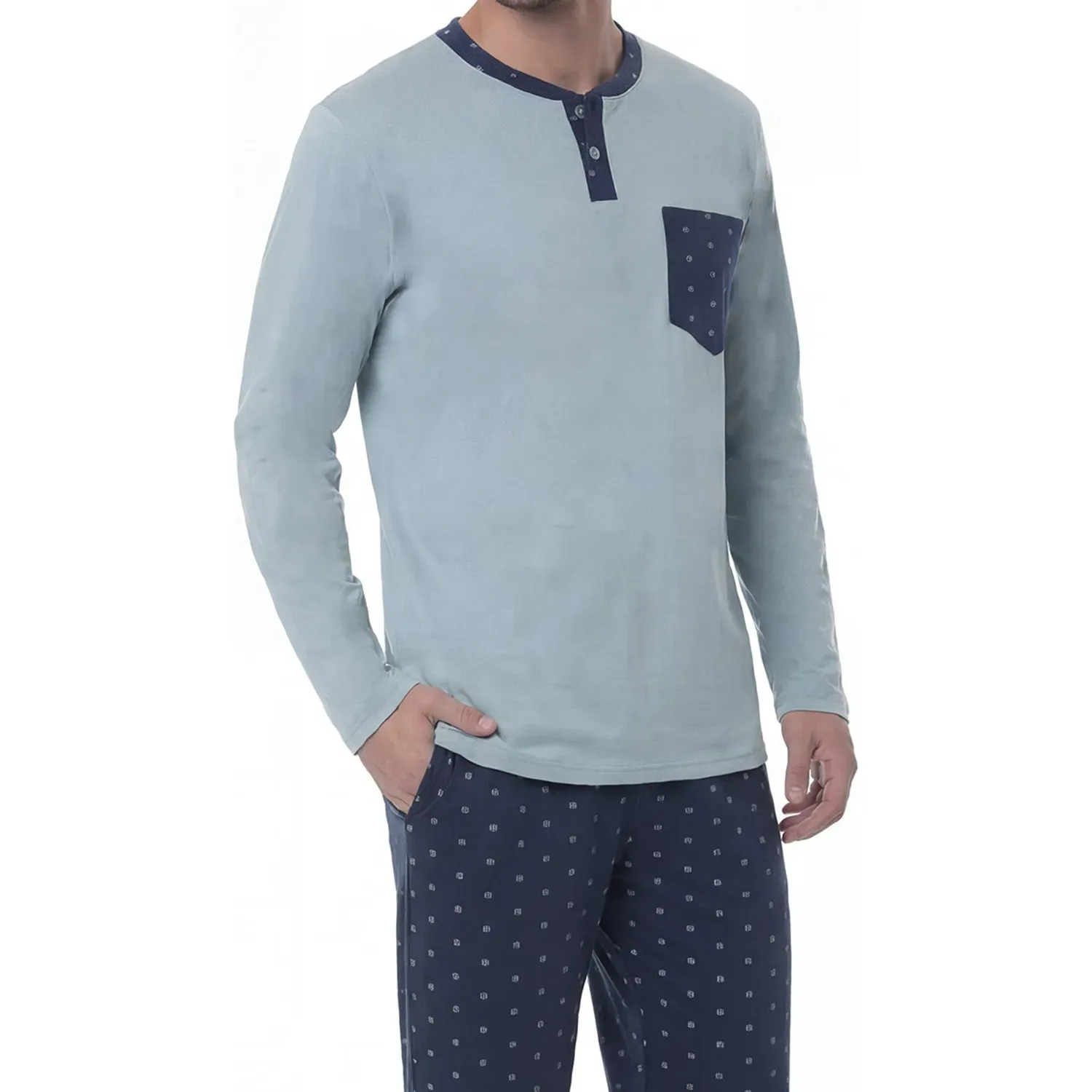 Pijama Kayser Hombre Pantalon Algodon color verde | Platanitos