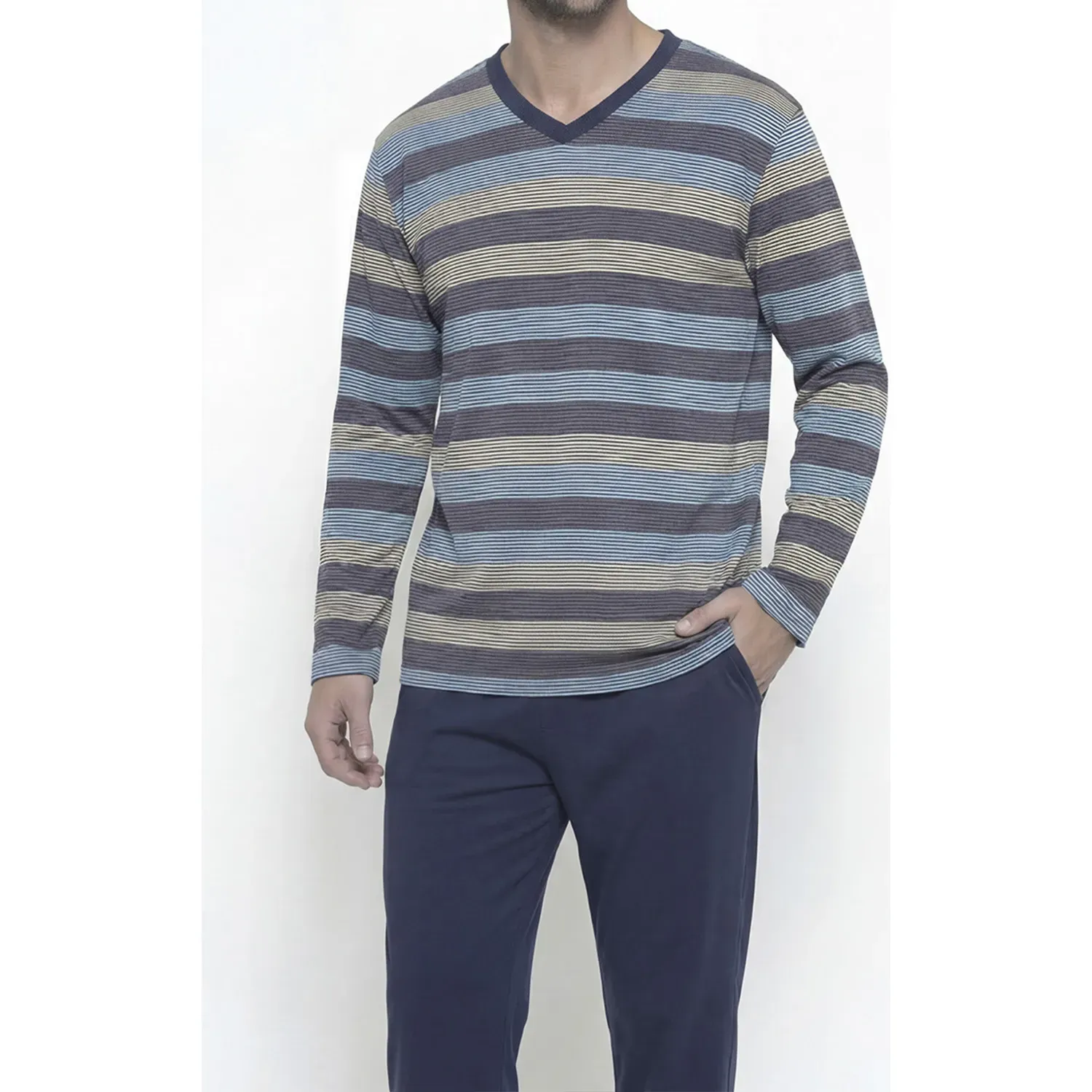 Pijama Kayser Hombre Pantalon Algodon color azul | Platanitos