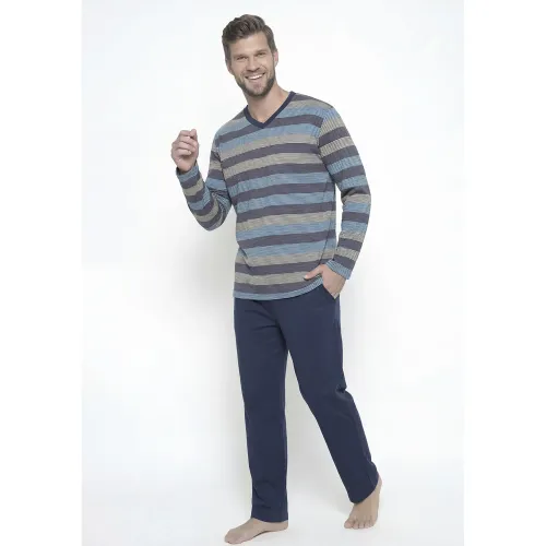 Hombre Kayser Azul Pijama Hombre Pantalon Algodon