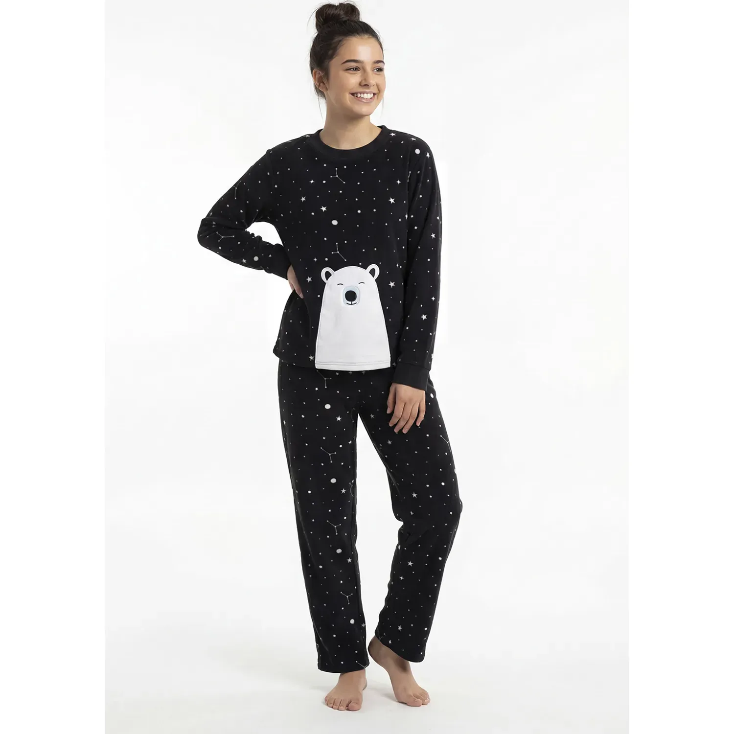 Pijama Kayser Jovencita Pantalon Polar color negro | Platanitos