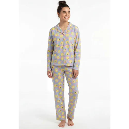 Pijama Kayser Jovencita Pantalon Tela Piel De Durazno color celeste | Platanitos