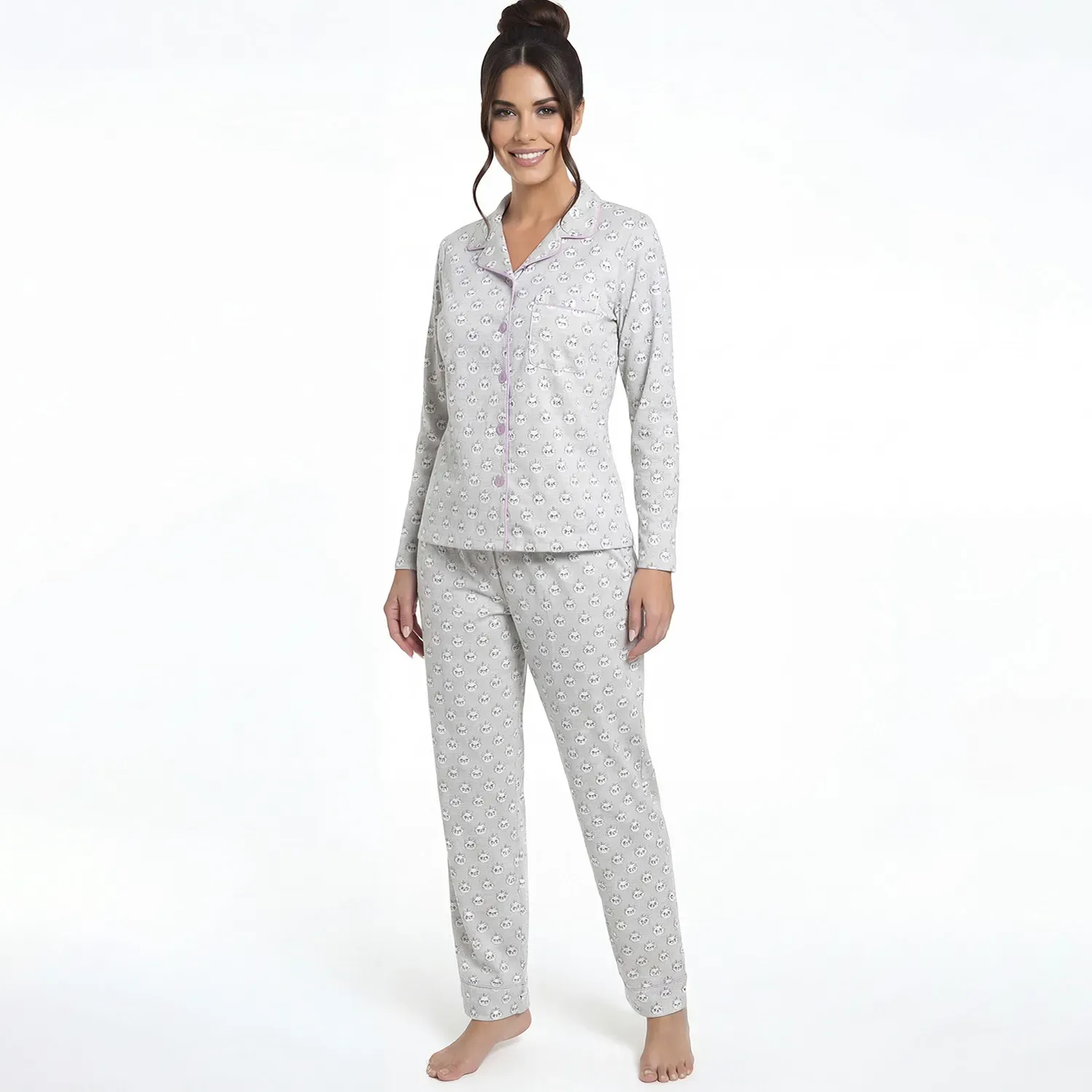 Pijama Kayser Mujer Pantalon Algodon color gris | Platanitos