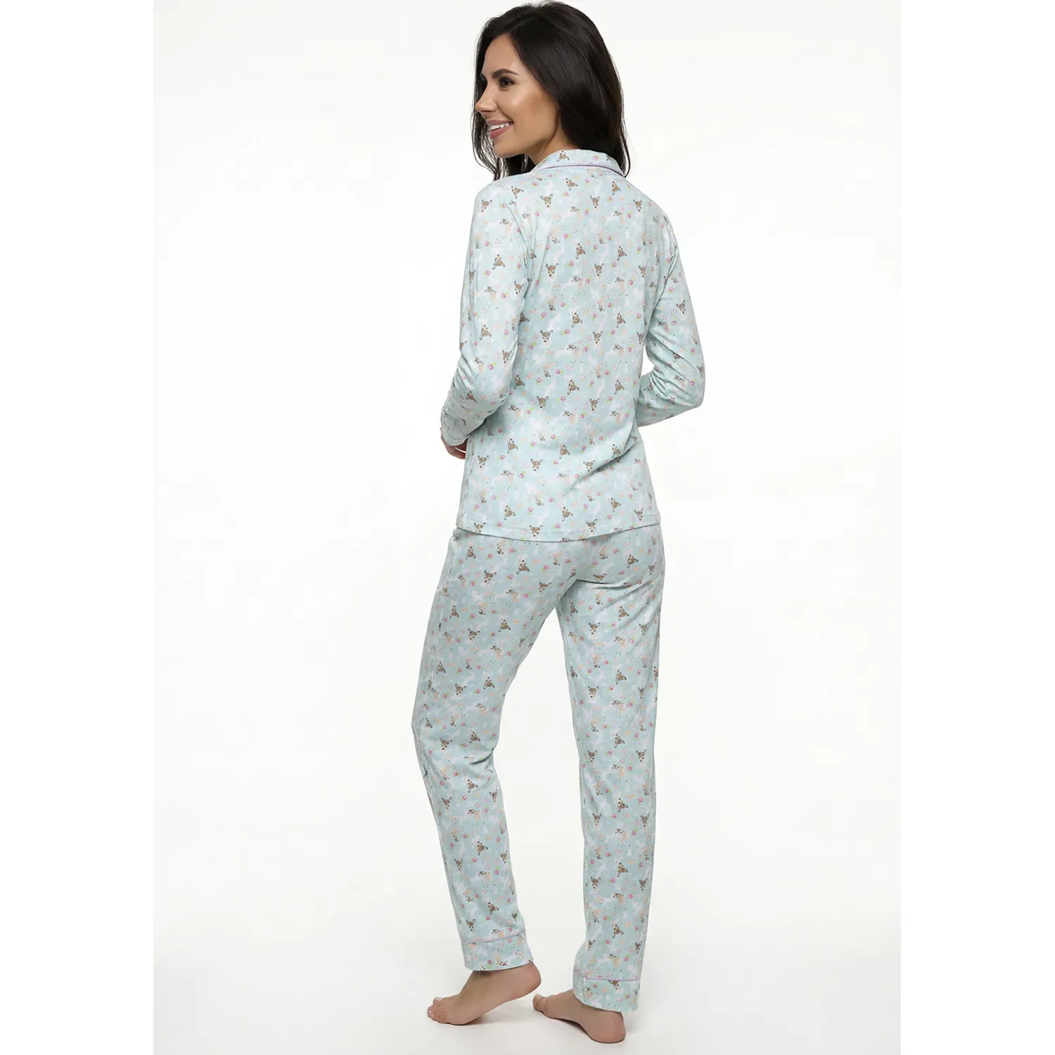 Pijama Kayser Mujer Pantalon Algodon color celeste | Platanitos