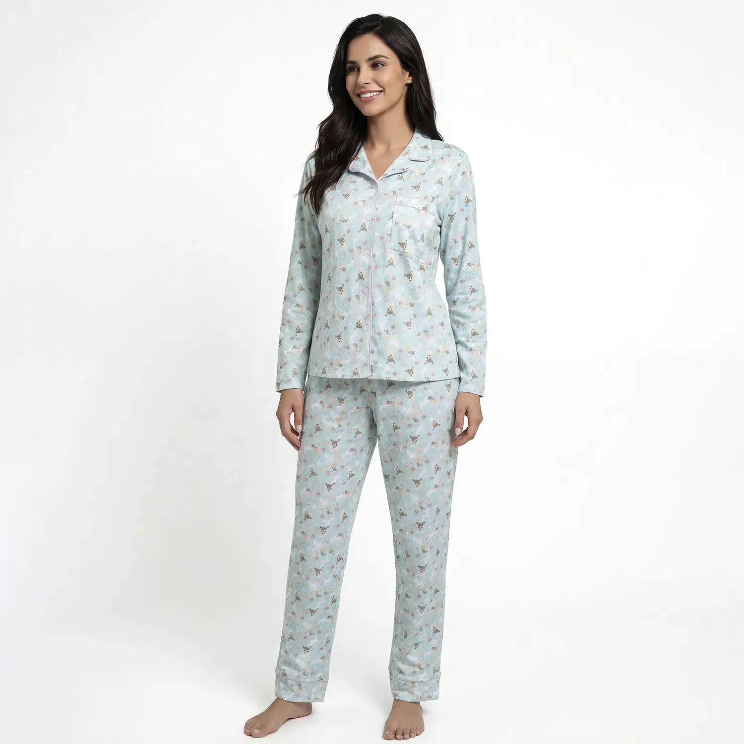 Kayser Pijama Kayser Mujer Pantalon Algodon color celeste | Platanitos
