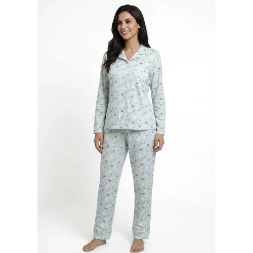 Pijama Kayser Mujer Pantalon Algodon color celeste | Platanitos
