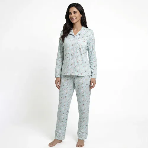 Pijama Kayser Mujer Pantalon Algodon color celeste | Platanitos
