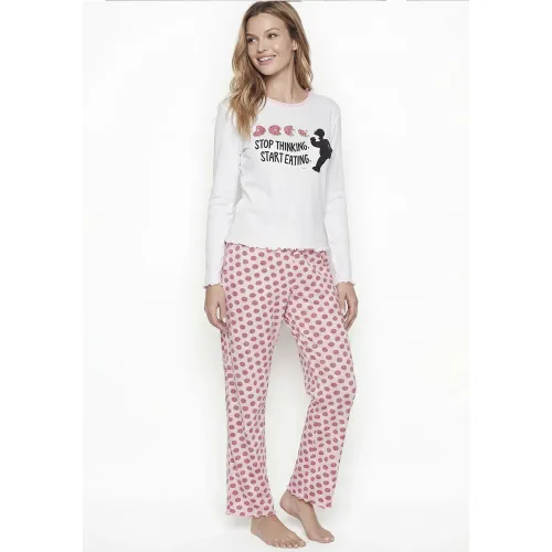 Pijama Kayser Mujer Pantalon Algodon color blanco | Platanitos