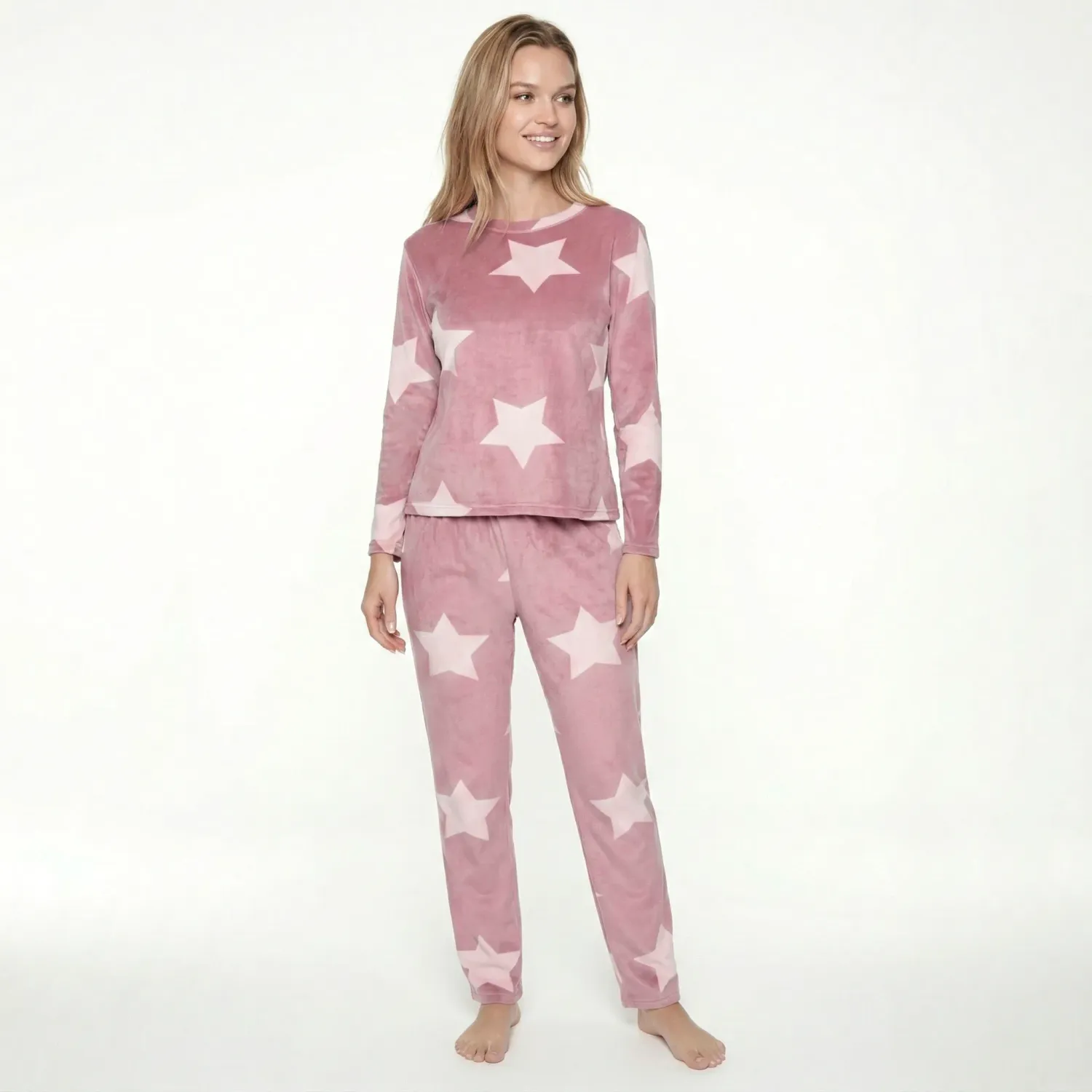 Pijama Kayser Mujer Pantalon Plush color rosado | Platanitos