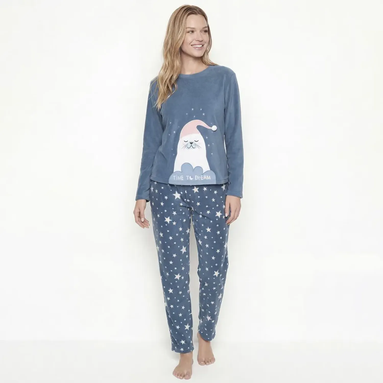 Pijama Kayser Mujer Pantalon Polar color azul | Platanitos