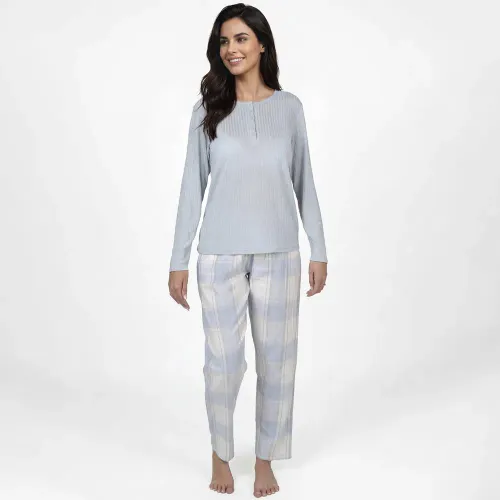 Pijama Kayser Mujer Pantalon Poliester color celeste | Platanitos