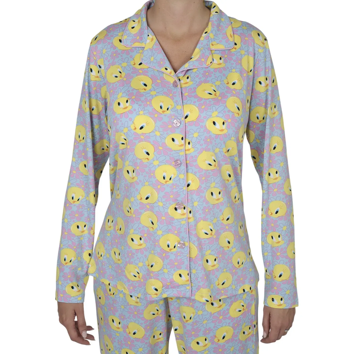 Pijama Kayser Mujer Pantalon Tela Piel De Durazno color celeste | Platanitos