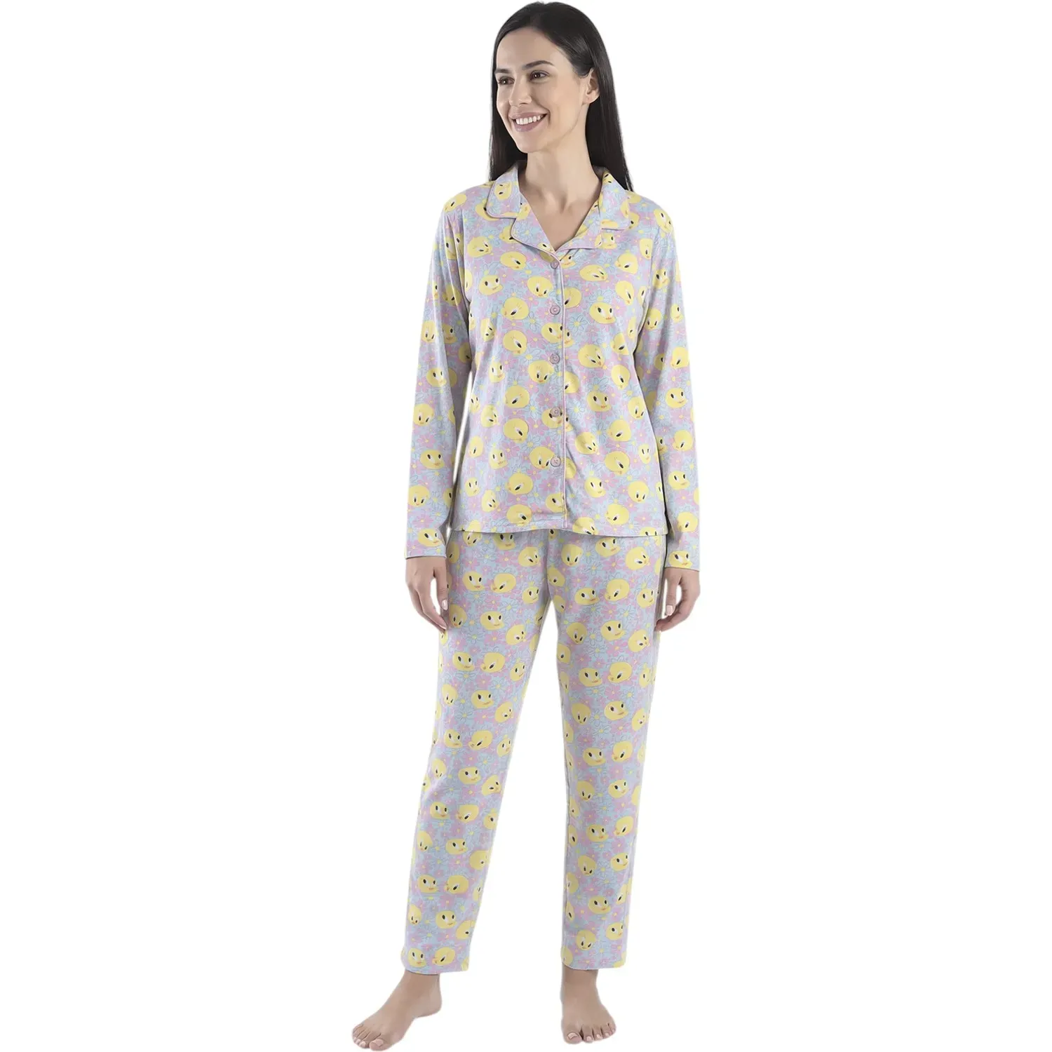 Pijama Kayser Mujer Pantalon Tela Piel De Durazno color celeste | Platanitos