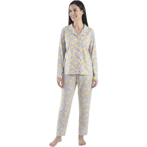 Pijama Kayser Mujer Pantalon Tela Piel De Durazno color celeste | Platanitos