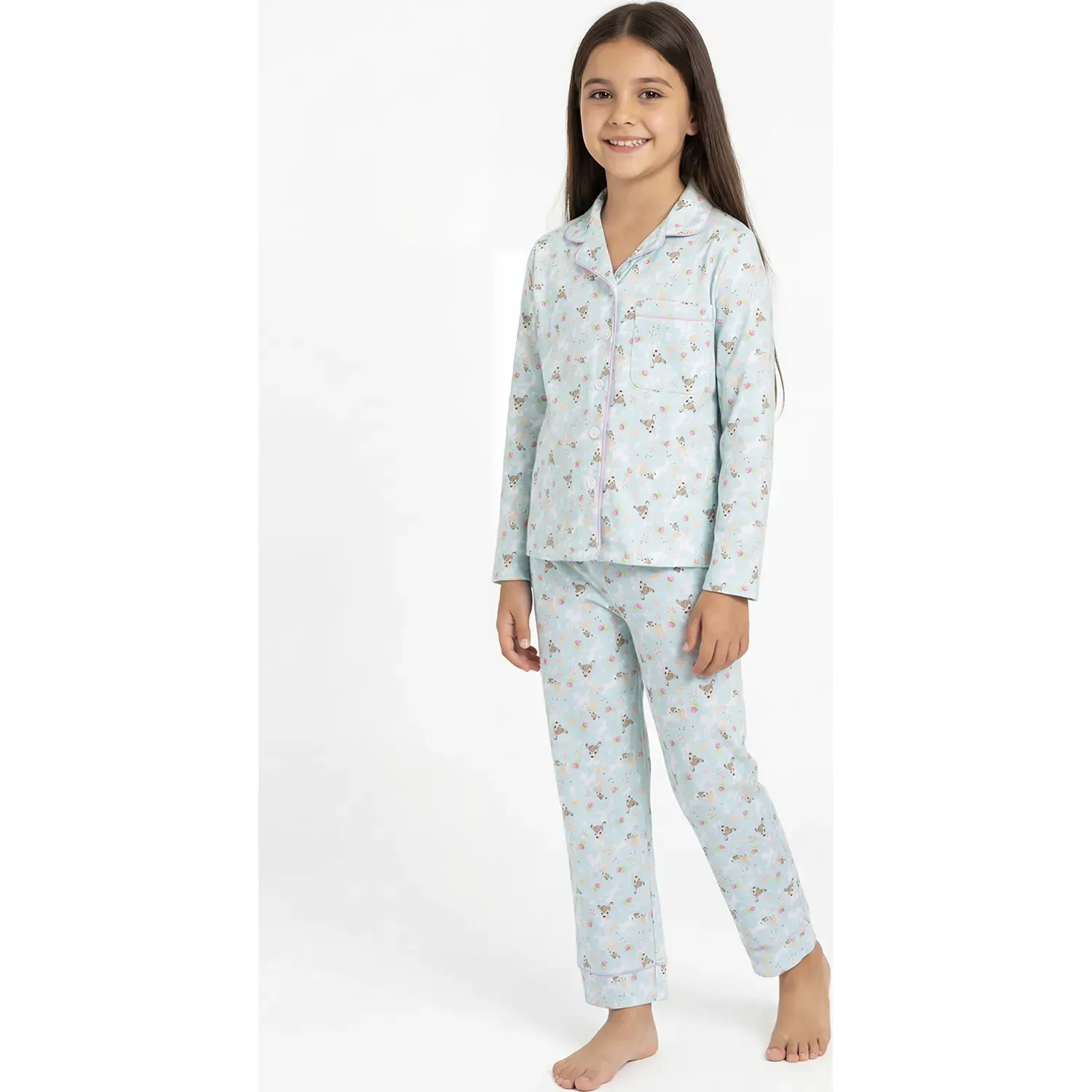 Pijama Kayser Niña Pantalon Algodon color celeste | Platanitos