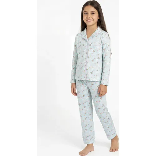 Pijama Kayser Niña Pantalon Algodon color celeste | Platanitos