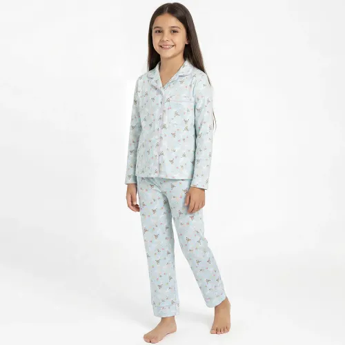 Pijama Kayser Niña Pantalon Algodon color celeste | Platanitos