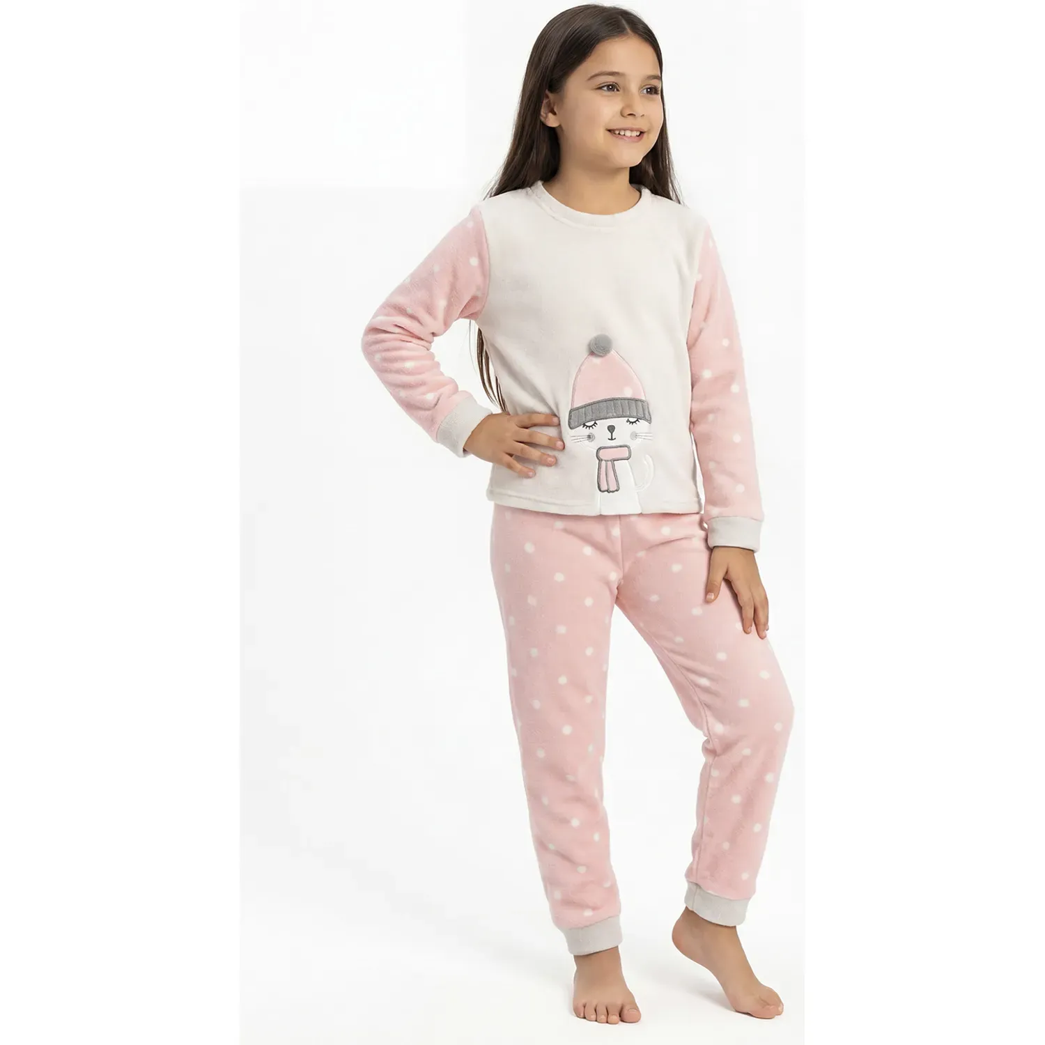 Pijama Kayser Niña Pantalon Coral Fleece color rosado | Platanitos