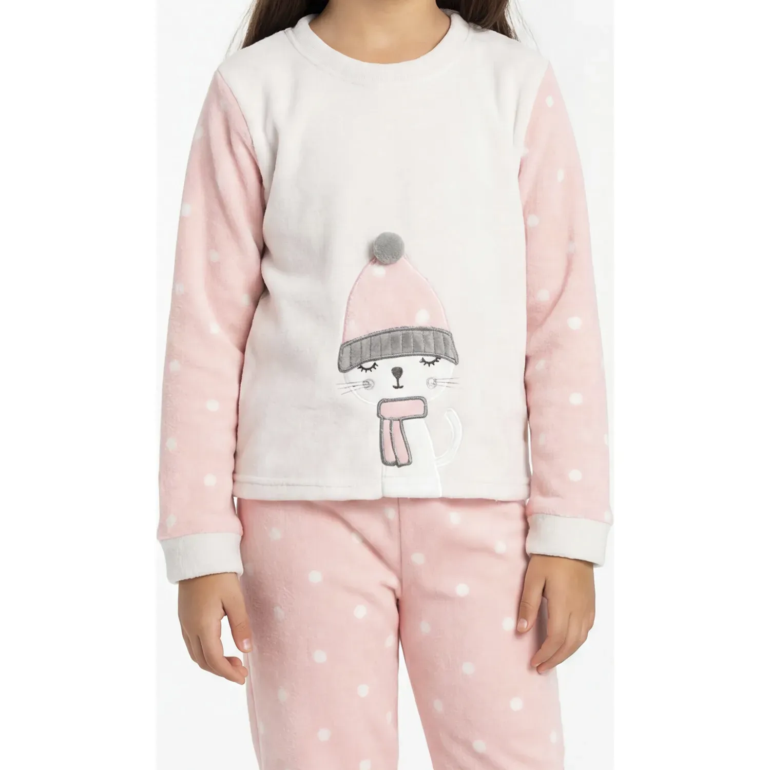 Pijama Kayser Niña Pantalon Coral Fleece color rosado | Platanitos