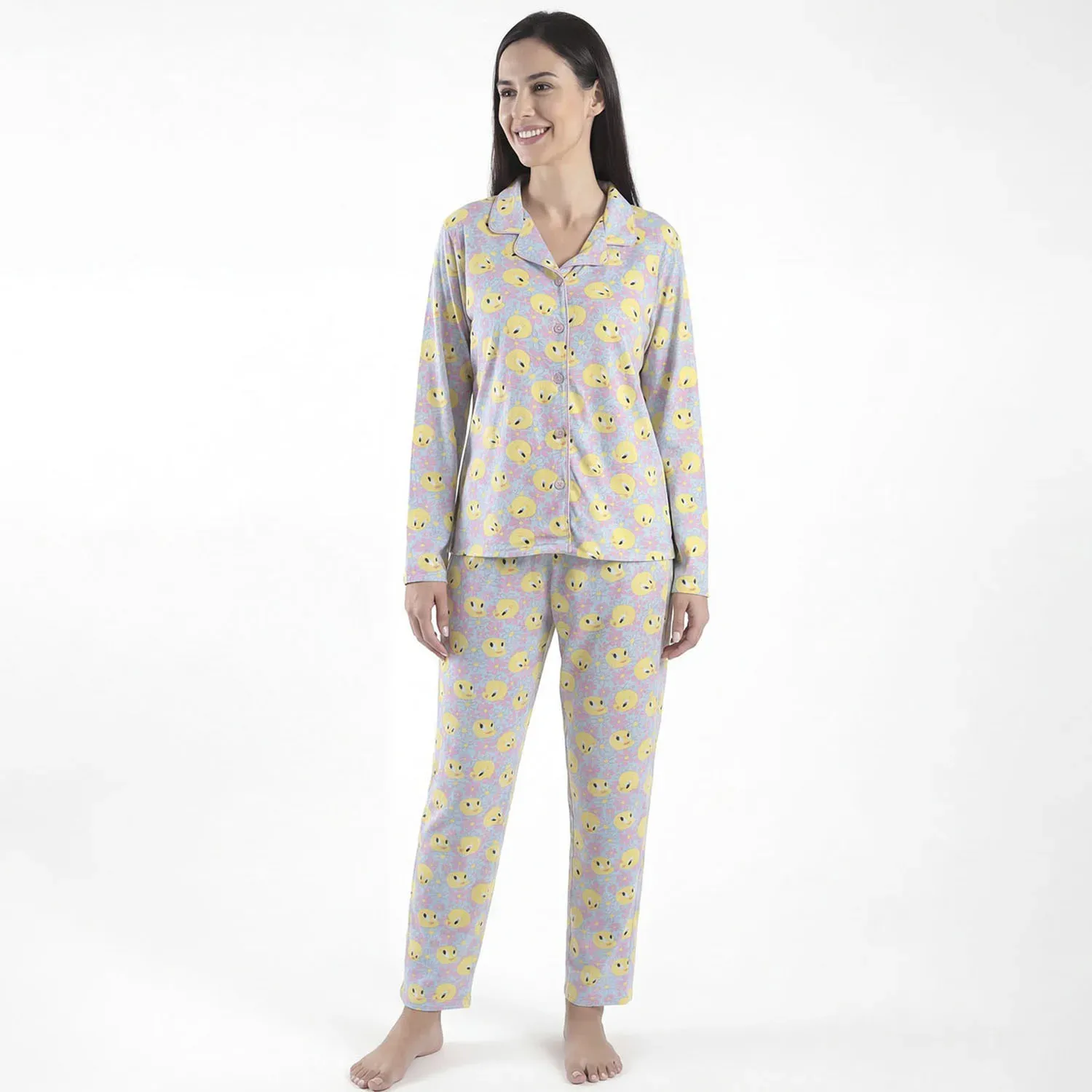 Pijama Kayser Niña Pantalon Tela Piel De Durazno color celeste | Platanitos