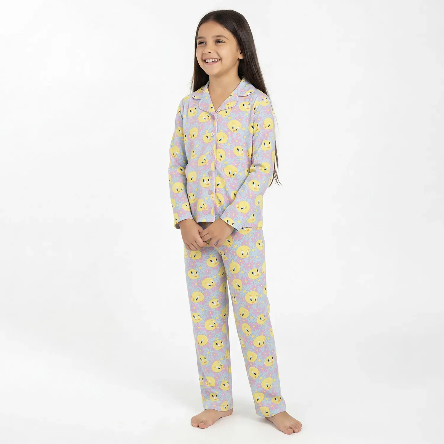 Pijama Kayser Niña Pantalon Tela Piel De Durazno color celeste | Platanitos