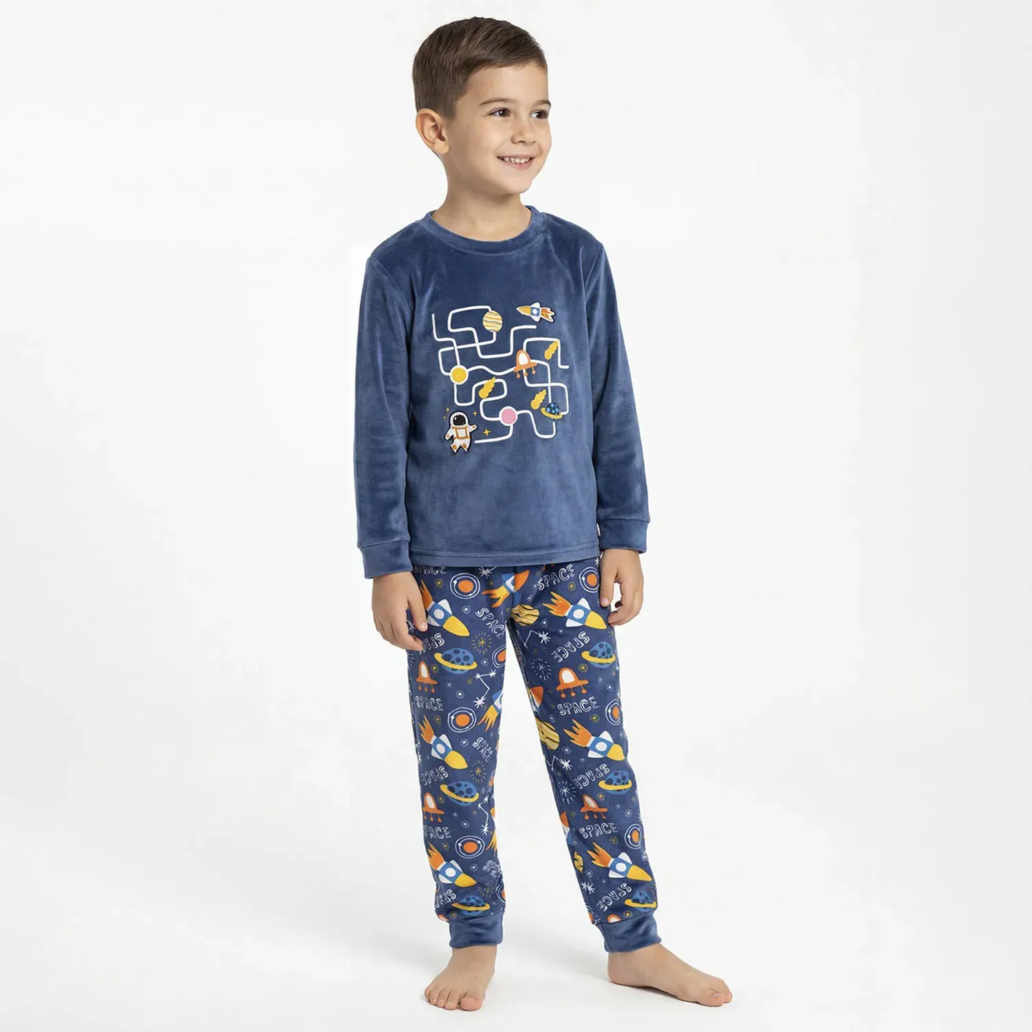 Pijama Kayser Niño Pantalon Plush color azul | Platanitos