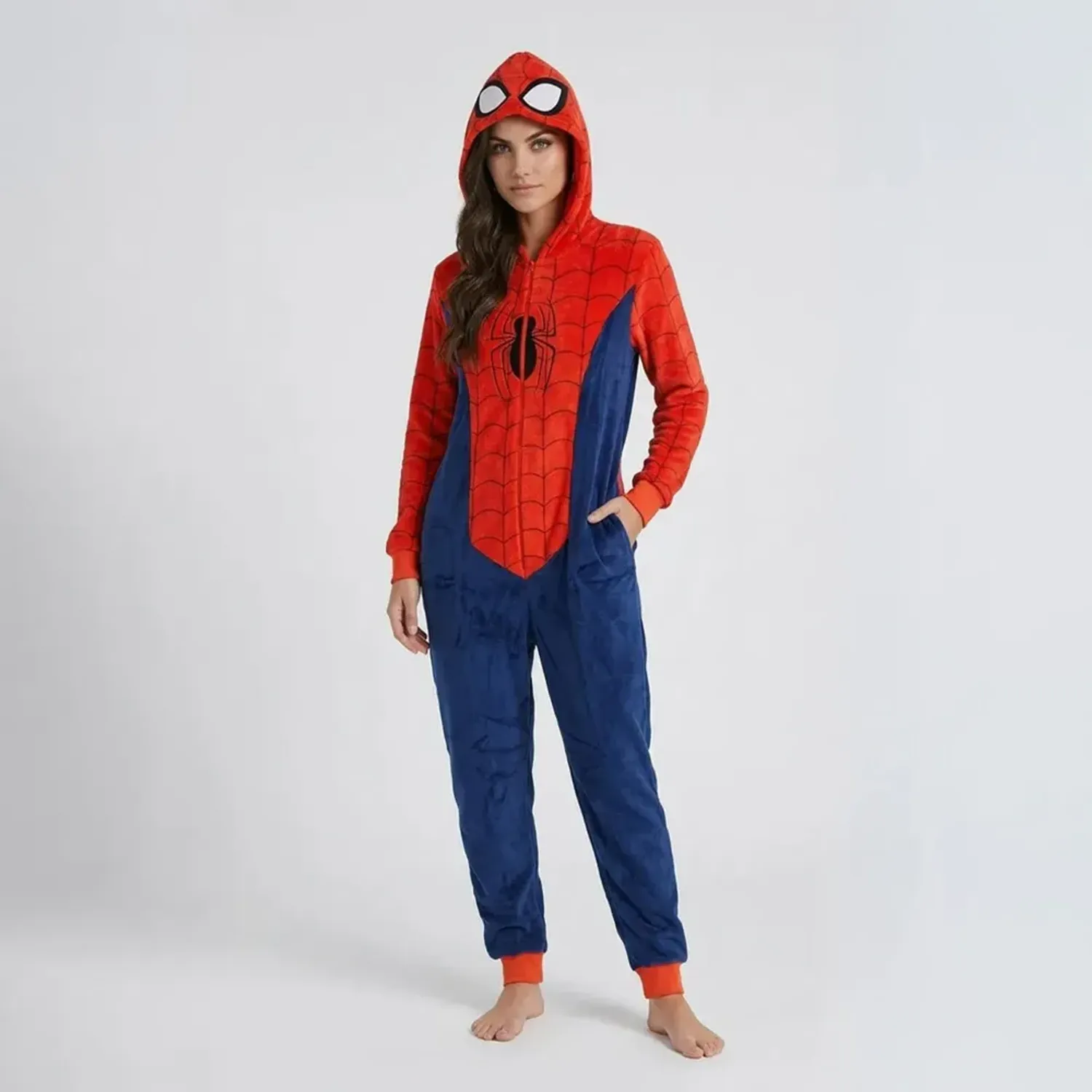 Pijama Kayser Spiderman Enterizo Coral Fleece color rojo | Platanitos