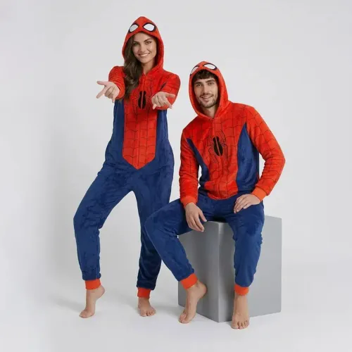 Pijama Kayser Spiderman Enterizo Coral Fleece color rojo | Platanitos