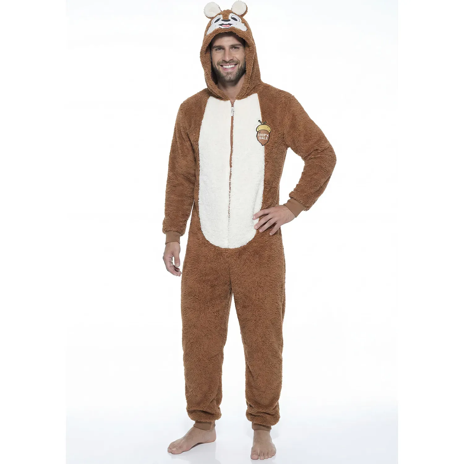 Pijama Kayser Unisex Enterizo Coral Fleece color café | Platanitos