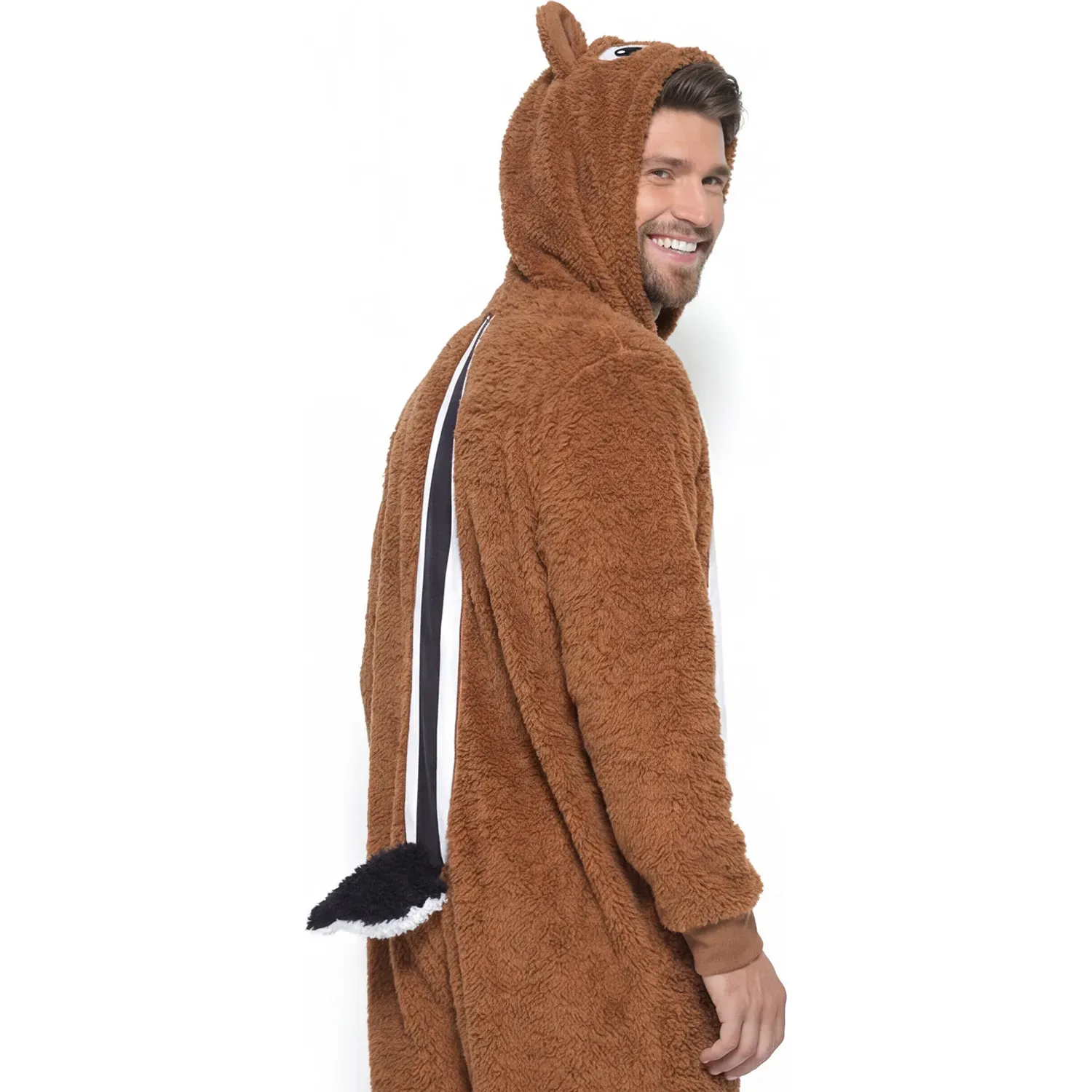 Pijama Kayser Unisex Enterizo Coral Fleece color café | Platanitos