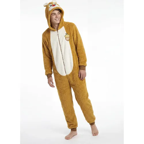 Pijama Kayser Unisex Jovencitos Enterizo Coral Fleece color amarillo | Platanitos