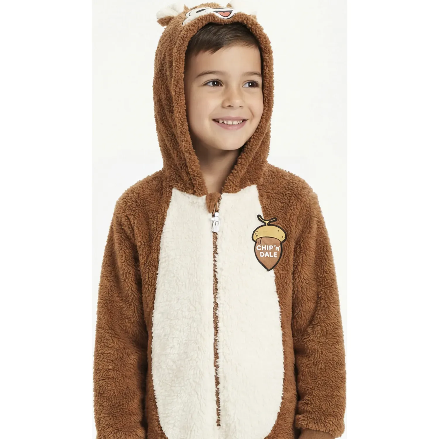 Pijama Kayser Unisex Niño Enterizo Coral Fleece color café | Platanitos