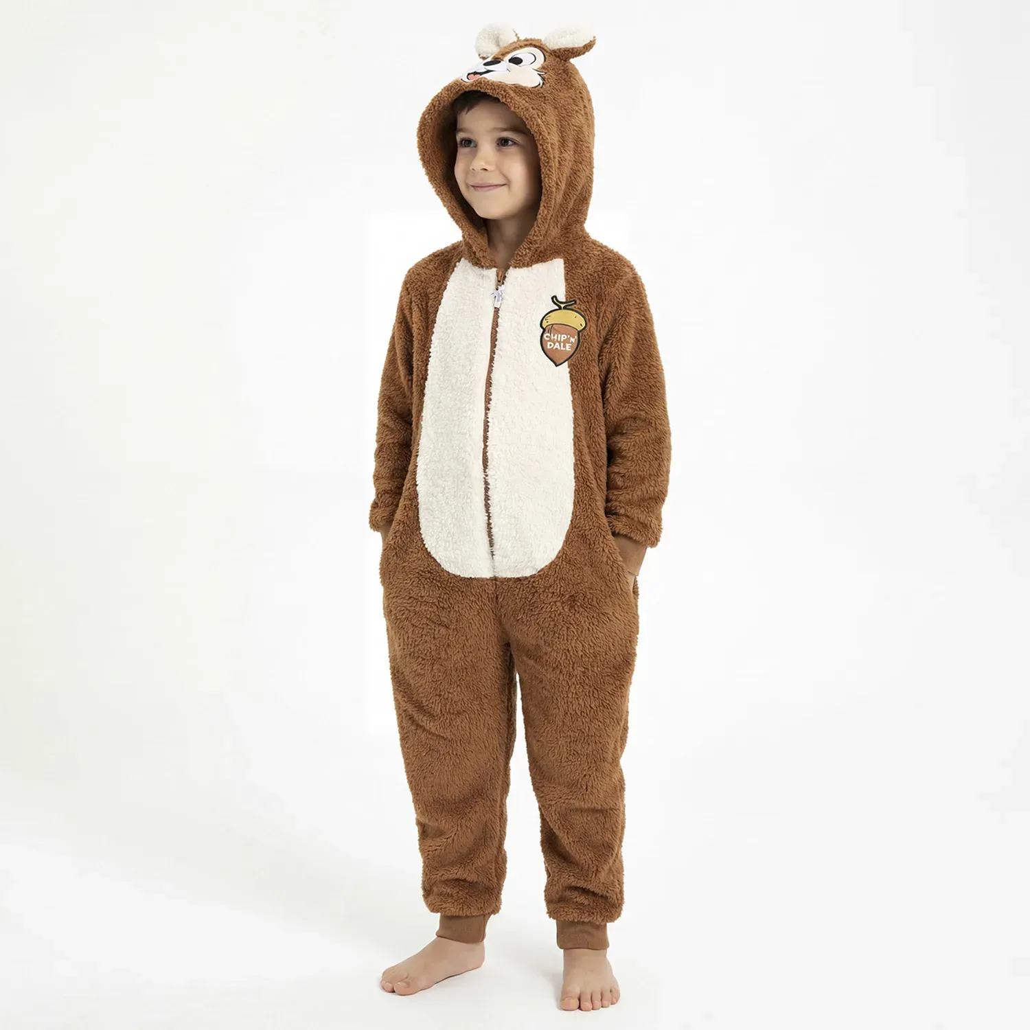 Pijama Kayser Unisex Niño Enterizo Coral Fleece color café | Platanitos