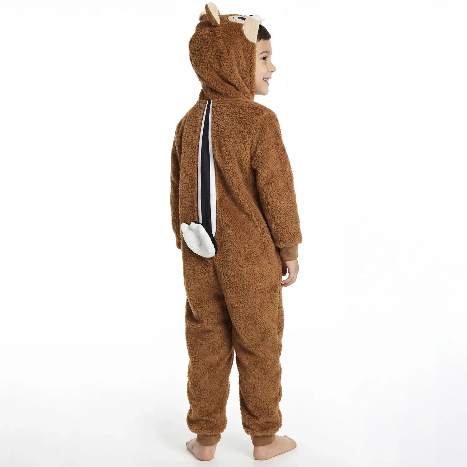 Pijama Kayser Unisex Niño Enterizo Coral Fleece color café | Platanitos