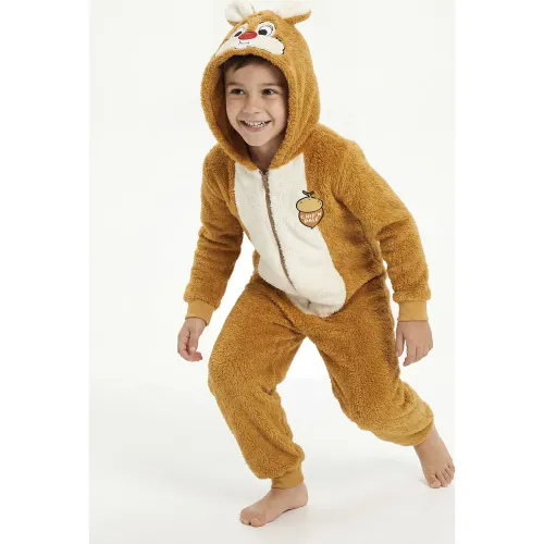 Pijama Kayser Unisex Niño Enterizo Coral Fleece color amarillo | Platanitos